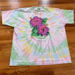90s tie die Florida vacation tee t-shirt rare pink colorful destination XXL 2XL